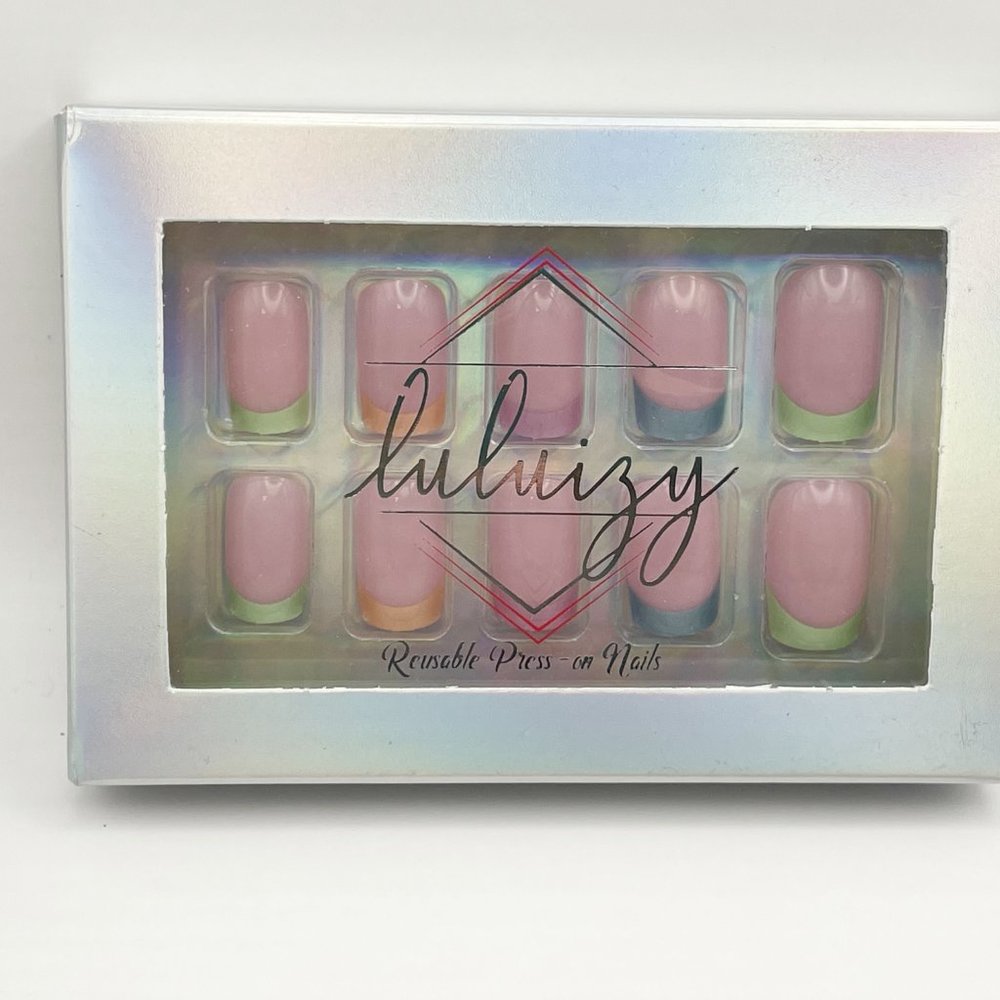 Press On Nails Square Reusable Nail Tips Kit with Nail glue Gel Sticker